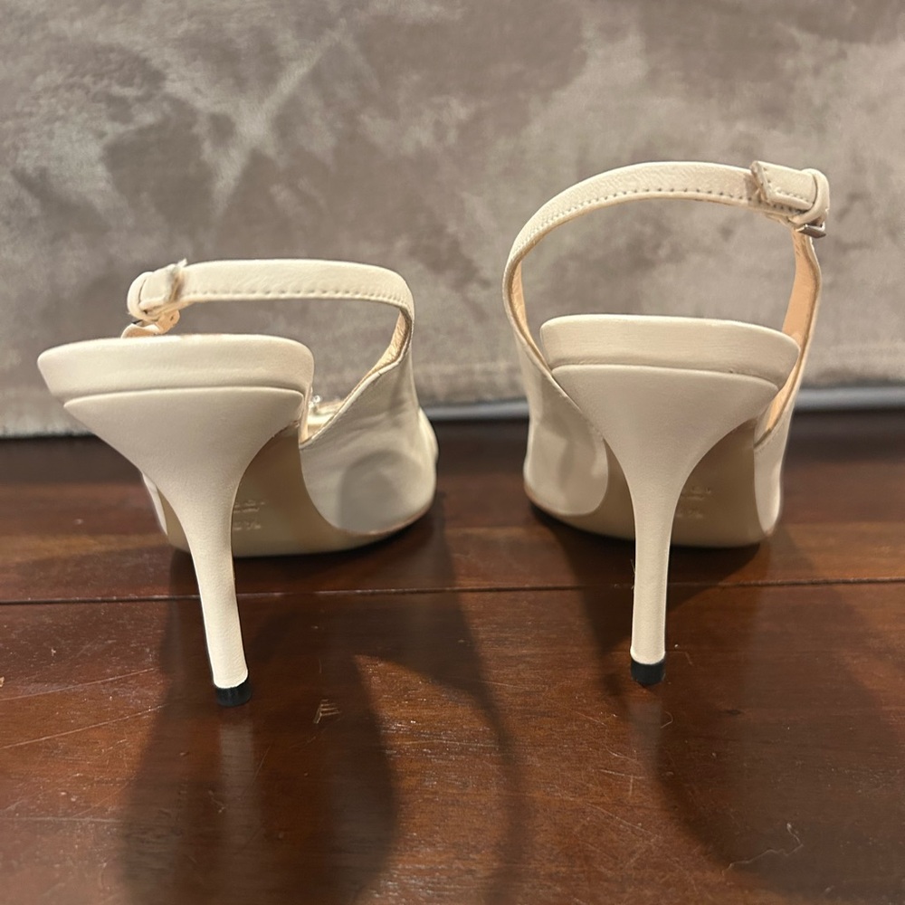 Gucci White Peep Toe Sling Back Heels sz 36.5 - Picture 5 of 8